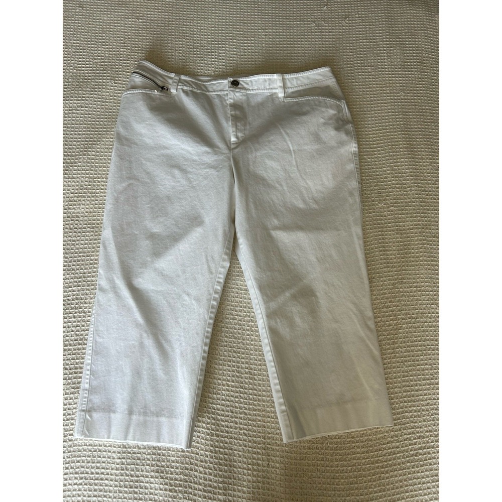 Lauren Ralph Lauren White Denim Capri Cropped Pants Jeans Size 14 - Picture 3 of 5